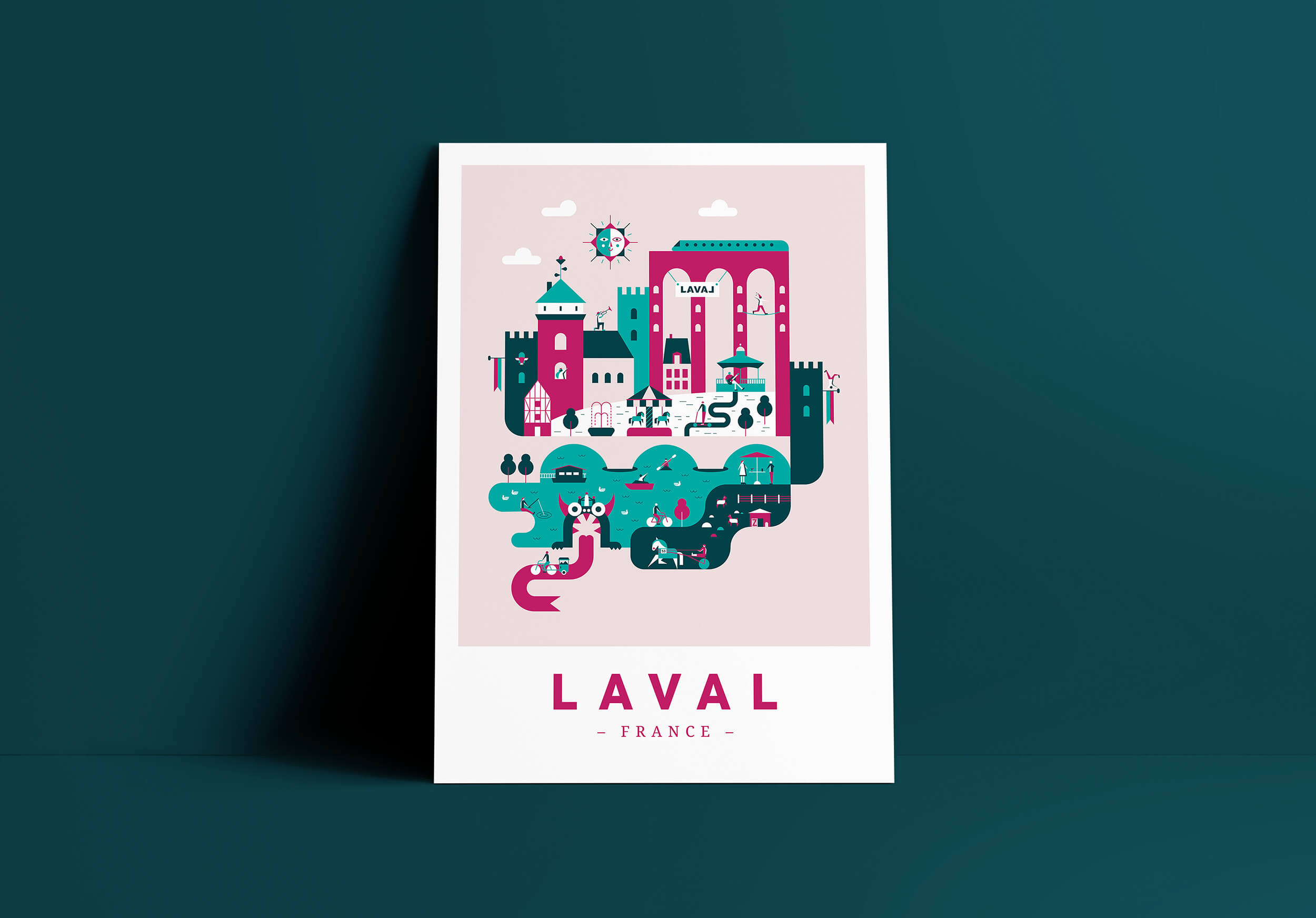 noedurand-artwork-Laval-Ville-01 Illustration de la ville de Laval en Mayenne, France